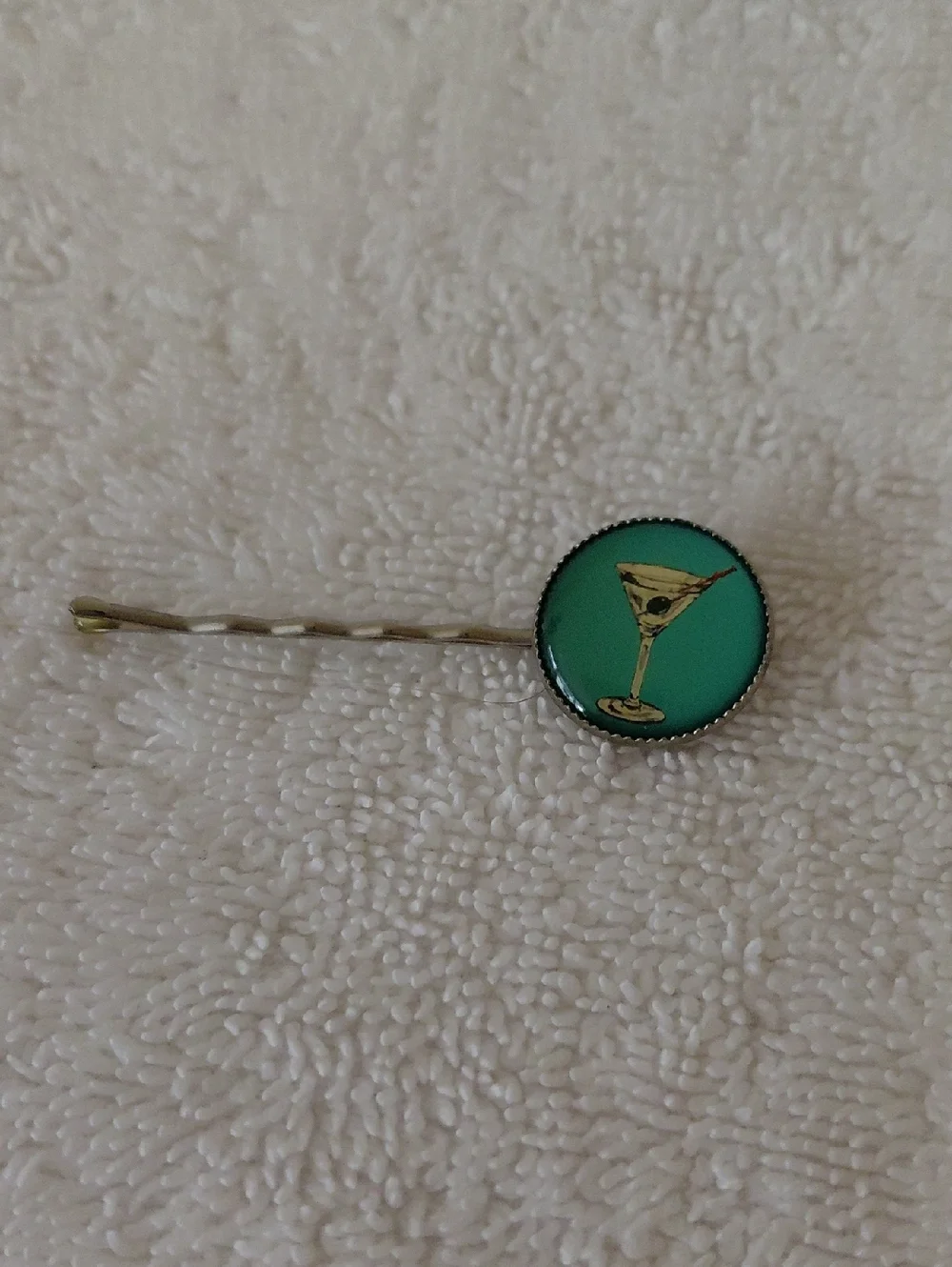 Martini Glass Teal Hair Pin - Women Accessories